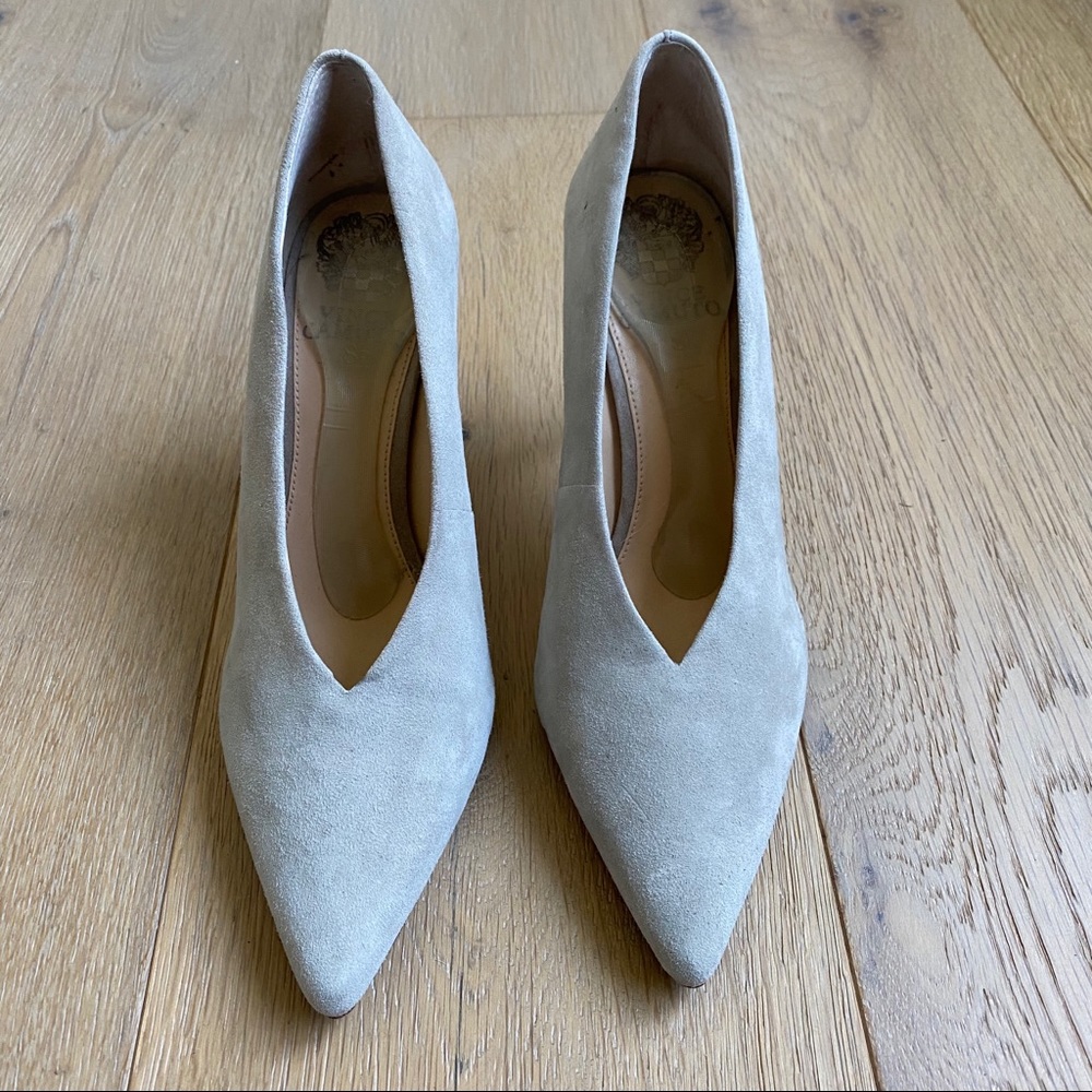 Vince Camuto Grey Suede Heels with Vivian Lou